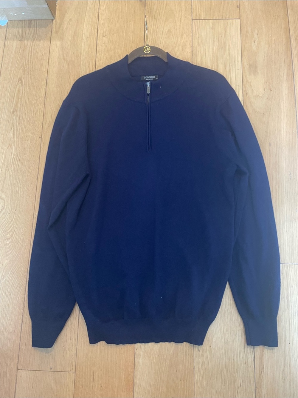 COS Men's Navy Half-Zip Wool Knit